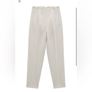 Zara high-waist cream trouser